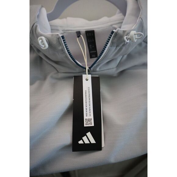 Adidas HZ3210 Men's Sz 2XL White/Gray Textured Fleece Anorak Golf Jacket - Picture 4 of 16